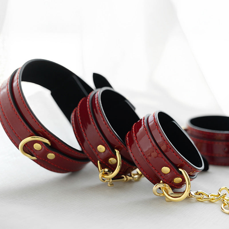 Bondage Brightening Leather Handcuffs Foot Cuffs Alternative Toys